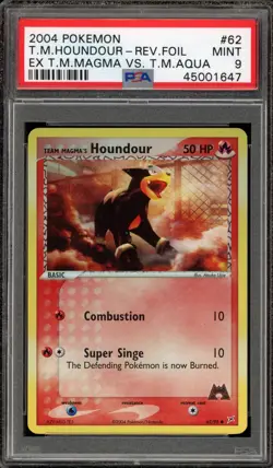 Pokemon Team Magma's Houndour EX TM Magma Vs TM Aqua Reverse Holo #62 PSA 9 Mint - Image 1