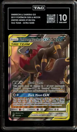 Pokemon Umbreon & Darkrai GX Unified Minds Holo Ultra Rare #125 TAG 10 Gem Mint - Image 1