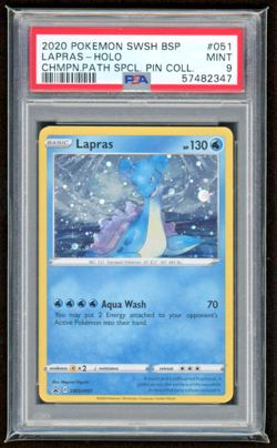 2020 LAPARAS HOLO CHAMPIONS PATH BSP PIN COLLECTION PSA 9 MINT #051 POKEMON WOTC - Image 1