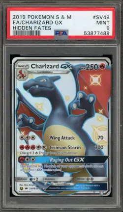 Pokemon Charizard GX Hidden Fates Full Art #SV49 PSA 9 Mint - Image 1