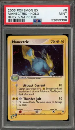 Pokemon Manectric EX Ruby & Sapphire Holo Rare #9 PSA 9 Mint - Image 1