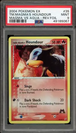 Pokemon Team Magma's Houndour EX Magma Vs Aqua Reverse Holo #35 PSA 9 Mint - Image 1
