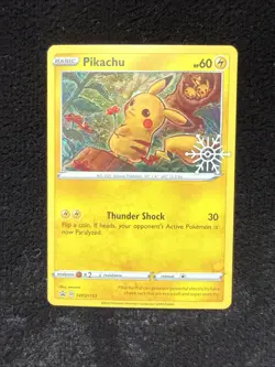 Pokemon TCG - Pikachu SWSH153 Cosmos Holo - Holiday Calendar Stamped Promo - NM - Image 1