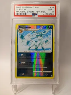 PSA 9 Pokemon Glaceon 20/100 Majestic Dawn Reverse Holo Rare 2008 ENG - Image 1