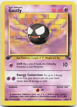 Gastly 33/62 Uncommon Fossil Pokemon 1st Edition Moderately Played - Image 1