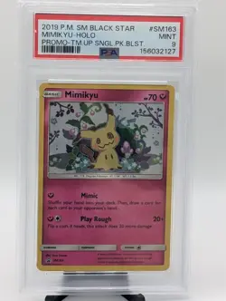 Pokemon TCG: Mimikyu SM163 Sun & Moon Holo Team Up Promo PSA 9 - Image 1