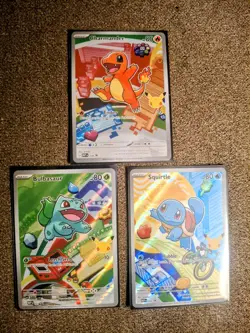 Pokemon First Partner Set of 3 Charmander Squirtle Bulbasaur Promo Full Art - Image 1