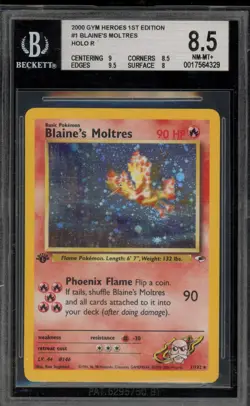 Pokemon Blaine's Moltres Gym Heroes 1st Edition Holo Rare #1 BGS 8.5 - Image 1
