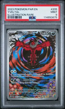 Yveltal 205 Illustration Rare Pokemon Par En-Paradox Rift NM PSA 9 - Image 1