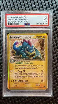 2006 POKEMON EX DRAGON FRONTIERS #2 FERALIGATR-HOLO PSA 7 - Image 1