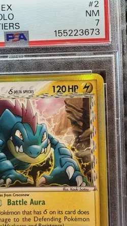 2006 POKEMON EX DRAGON FRONTIERS #2 FERALIGATR-HOLO PSA 7 - Image 3