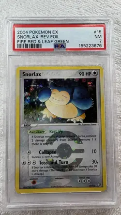 2004 POKEMON EX FIRE RED & LEAF GREEN 15 SNORLAX-REVERSE FOIL - Image 1