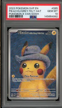 Pokemon Pikachu with Grey Felt Hat Van Gogh Full Art Promo SVP EN 085 PSA 10 - Image 1