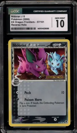 Pokemon Nidoran M EX Dragon Frontiers Reverse Holo #57 CGC 10 Gem Mint - Image 1