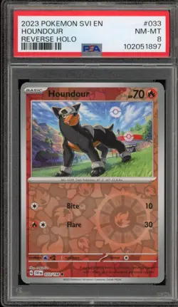 Pokemon Houndour Scarlet & Violet Reverse Holo #033 PSA 8 - Image 1
