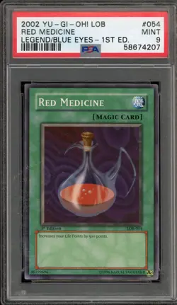 Yu-Gi-Oh! Red Medicine Legend of Blue Eyes 1st Edition LOB-054 PSA 9 Mint - Image 1