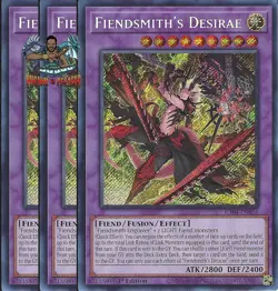 Yugioh! 3x Fiendsmith's Desirae RA04-EN056 Secret Rare 1st Ed NM - Image 1