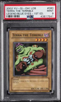 2002 YU-GI-OH! LOB-LEGEND OF BLUE EYES WHITE DRAGON TERRA THE TERRIBLE PSA 9 - Image 1