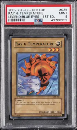 2002 YU-GI-OH! LOB-LEGEND OF BLUE EYES WHITE DRAGON #035 RAY & TEMPERATURE PSA 9 - Image 1