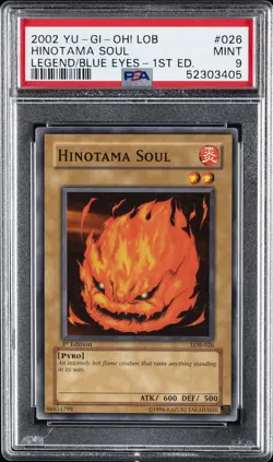 2002 YU-GI-OH! LOB-LEGEND OF BLUE EYES WHITE DRAGON 1ST ED HINOTAMA SOUL PSA 9 - Image 1