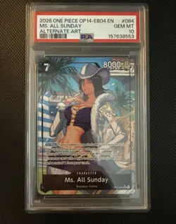 2026 One Piece OP14-EB04- AZURE SEA'S #084 Ms. All Sunday Alternate Art PSA 10 - Image 1