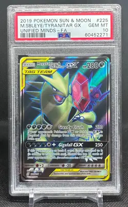 Pokemon Unified Minds Tag Team MEGA SABLEYE & TYRANITAR GX PSA 10 #225 - Image 1