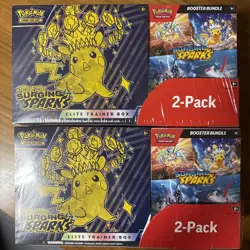 Pokemon TCG Surging Sparks ETB + Booster Bundle Costco Pack Sealed *Lot of 2* - Image 1