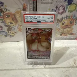 Pokemon Cards Eevee VMAX TCG Sword & Shield SWSH087 Holo Black Star Promo Psa 10 - Image 1