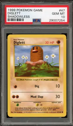 Pokemon Diglett Base Set Shadowless #47 PSA 10 Gem Mint - Image 1