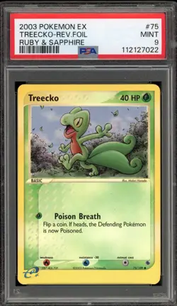 Pokemon Treecko EX Ruby & Sapphire Reverse Holo #75 PSA 9 Mint - Image 1