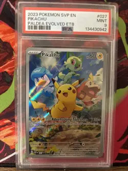 2023 POKEMON SVP EN-SV BLACK STAR PROMO #027 PIKACHU PSA 9 - Image 1