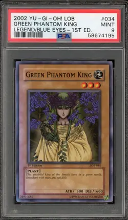 Yu-Gi-Oh! Green Phantom King Legend of Blue Eyes 1st Edition LOB-034 PSA 9 Mint - Image 1