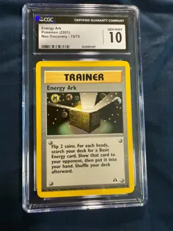 CGC 10 Energy Ark 75/75 Neo Discovery Set Common 2001 English Pokemon TCG - Image 1