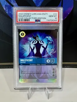 Disney Lorcana Maleficent Uninvited 22/P1 D100 Collector’s Edition PSA 10 GM - Image 1