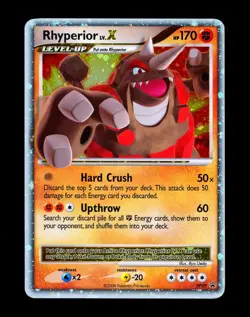 2008 Pokemon RHYPERIOR LV.X Black Star Promo HOLO Diamond Pearl Card #DP29 SWIRL - Image 1