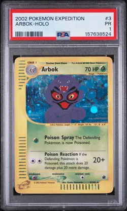 🍃 2002 POKEMON EXPEDITION #3 ARBOK - HOLO EREADER RARE WOTC CARD - PSA 1 1⃣ - Image 1