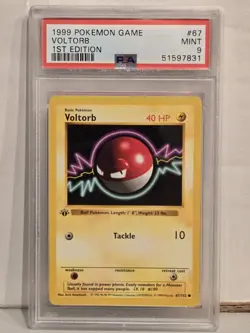 1999 Pokemon 1st Edition Base Set VOLTORB 67/102 PSA 9 Mint Condition Card #67 - Image 1