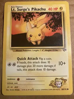 Lt. Surge’s Pikachu Pokemon Card Gym Challenge 84/132 HP - Image 1