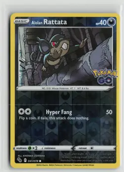 Pokemon TCG Pokemon Go Alolan Rattata x1 NM Reverse Holo 041 - Image 1
