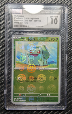 2023 Bulbasaur Pokemon 151 001/165 JPN Reverse Pokeball Holo CGC 10 Gem Mint - Image 1
