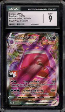 Pokemon Gengar VMAX Pokemon Prize Pk. Series 2 PLAY! #157 SCRATCHED SLAB CGC 9 - Image 1