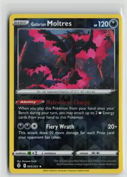 Pokemon TCG Evolving Skies Galarian Moltres x1 NM Reverse Holo 093 - Image 1
