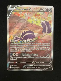 Pokemon Skuntank V (Alternate Full Art) UR SWSH12: Silver Tempest 181/195 NM - Image 1