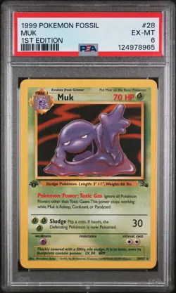 1999 POKEMON FOSSIL 1ST EDITION #28 MUK PSA 6 - Image 1