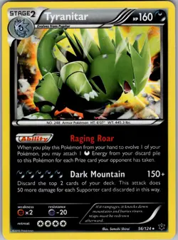 Tyranitar 56/124 Holo Rare Fates Collide Pokemon Holo Near Mint - Image 1