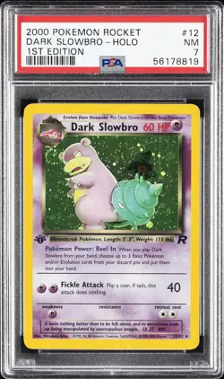 2000 POKEMON ROCKET 1ST EDITION #12 DARK SLOWBRO-HOLO PSA 7 - Image 1