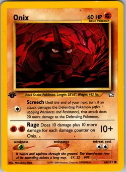 Onix 69/111 Common Neo Genesis Pokemon 1st Edition Lightly Played - Image 1
