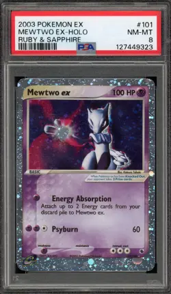 Pokemon Mewtwo ex EX Ruby & Sapphire Holo Ultra Rare #101 PSA 8 - Image 1