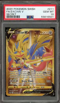 Pokemon Zacian V Sword & Shield Secret Rare #211 PSA 10 Gem Mint - Image 1