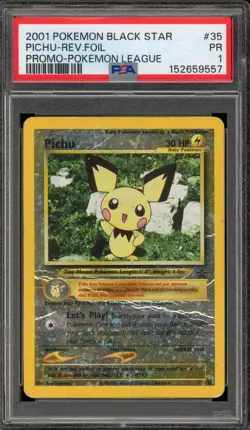 Pokemon Pichu Pokemon League Black Star Reverse Holo #35 PSA 1 - Image 1